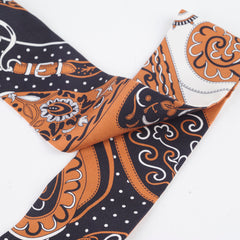 Hermes Festival des Amazones Bandana Silk Twilly Black/Tan