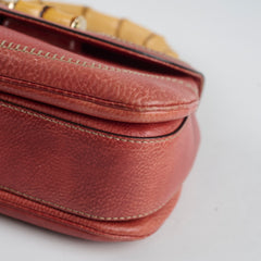 Gucci New Bamboo top handle Satchel Coral Red Grained Calfskin