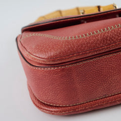 Gucci New Bamboo top handle Satchel Coral Red Grained Calfskin