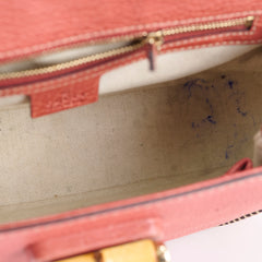 Gucci New Bamboo top handle Satchel Coral Red Grained Calfskin