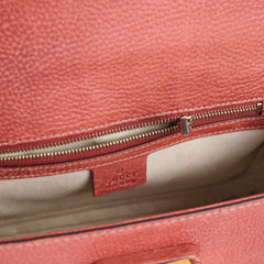 Gucci New Bamboo top handle Satchel Coral Red Grained Calfskin