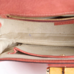 Gucci New Bamboo top handle Satchel Coral Red Grained Calfskin