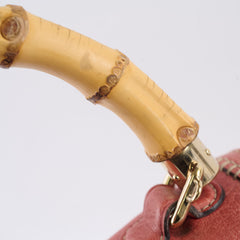 Gucci New Bamboo top handle Satchel Coral Red Grained Calfskin