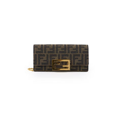 Fendi Buguette Continental Wallet on Chain Fabric Brown FF