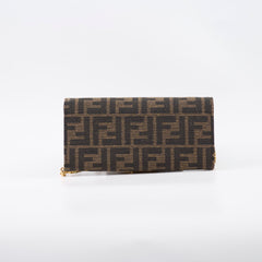Fendi Buguette Continental Wallet on Chain Fabric Brown FF