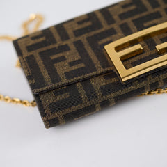 Fendi Buguette Continental Wallet on Chain Fabric Brown FF