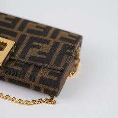 Fendi Buguette Continental Wallet on Chain Fabric Brown FF