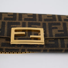 Fendi Buguette Continental Wallet on Chain Fabric Brown FF