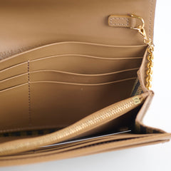 Fendi Buguette Continental Wallet on Chain Fabric Brown FF