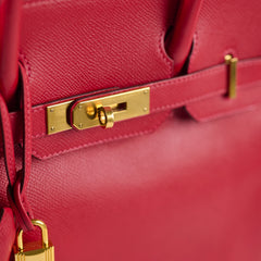 Hermes Birkin 30 Rouge Casaque Epsom A stamp
