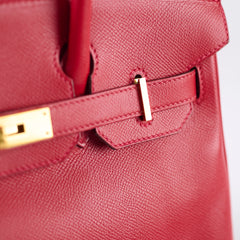 Hermes Birkin 30 Rouge Casaque Epsom A stamp