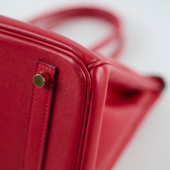 Hermes Birkin 30 Rouge Casaque Epsom A stamp