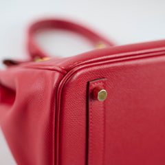 Hermes Birkin 30 Rouge Casaque Epsom A stamp