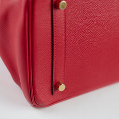 Hermes Birkin 30 Rouge Casaque Epsom A stamp