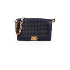 Chanel Woven Boy New Medium Navy