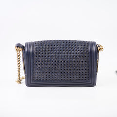 Chanel Woven Boy New Medium Navy