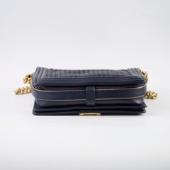 Chanel Woven Boy New Medium Navy