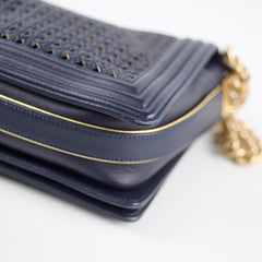 Chanel Woven Boy New Medium Navy
