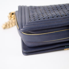 Chanel Woven Boy New Medium Navy