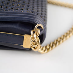 Chanel Woven Boy New Medium Navy