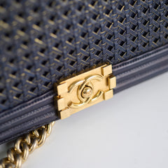 Chanel Woven Boy New Medium Navy