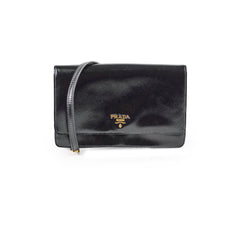 Prada Shiny Black Wallet On Chain Crossbody