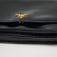 Prada Shiny Black Wallet On Chain Crossbody