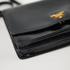 Prada Shiny Black Wallet On Chain Crossbody