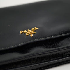 Prada Shiny Black Wallet On Chain Crossbody