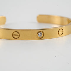 Cartier Love Cuff with 1 Diamond Bracelet Size 17