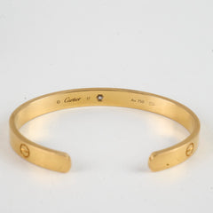 Cartier Love Cuff with 1 Diamond Bracelet Size 17