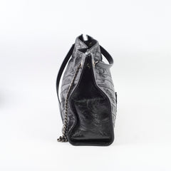 Saint Laurent Large Niki Matelasse Crinkled Leather Tote Black