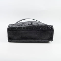 Saint Laurent Large Niki Matelasse Crinkled Leather Tote Black