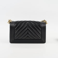 Chanel Old Medium Boy Black Lambskin Chevron