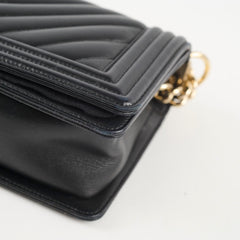 Chanel Old Medium Boy Black Lambskin Chevron