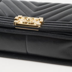 Chanel Old Medium Boy Black Lambskin Chevron