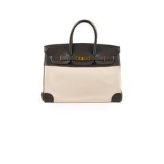 Hermes Birkin 35 Ebene/ Ecru Toile H [F]