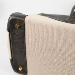 Hermes Birkin 35 Ebene/ Ecru Toile H [F]