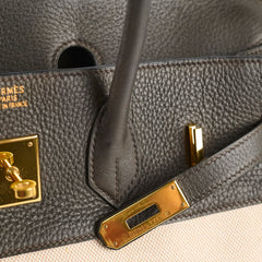 Hermes Birkin 35 Ebene/ Ecru Toile H [F]