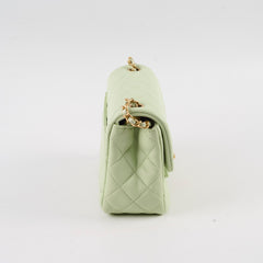 Chanel Mini Square Lambskin Pearl Crush Light Green Microchip