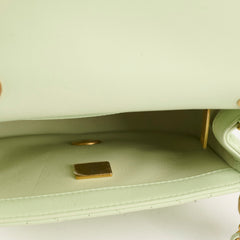 Chanel Mini Square Lambskin Pearl Crush Light Green Microchip