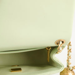 Chanel Mini Square Lambskin Pearl Crush Light Green Microchip