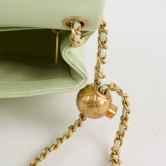 Chanel Mini Square Lambskin Pearl Crush Light Green Microchip