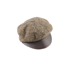 Hermes Wool Cashmere Herringbone Flat Cap Brown Size 57