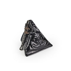 Chanel Triangle Patent Black Wristlet Pouch
