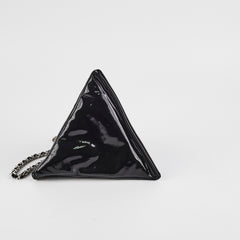 Chanel Triangle Patent Black Wristlet Pouch