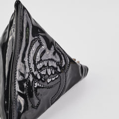 Chanel Triangle Patent Black Wristlet Pouch