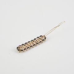 Chanel Metal & Lambskin Hair Clip Black