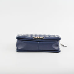 Chanel Old Medium Boy Lambskin Navy Bag