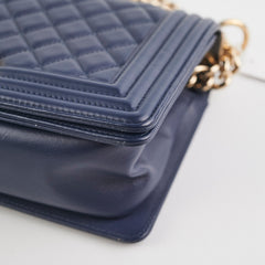 Chanel Old Medium Boy Lambskin Navy Bag